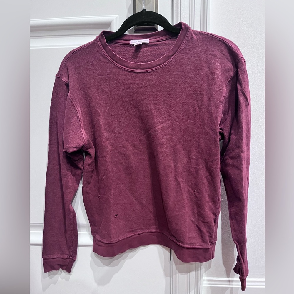 James Perse maroon distressed thin sweatshirt